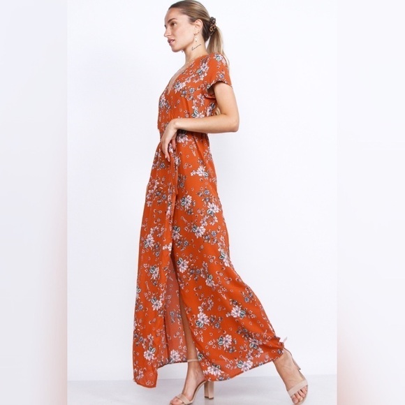 BIN#1 - OLIVACEOUS Floral Print Wrap Dress - Picture 3 of 4